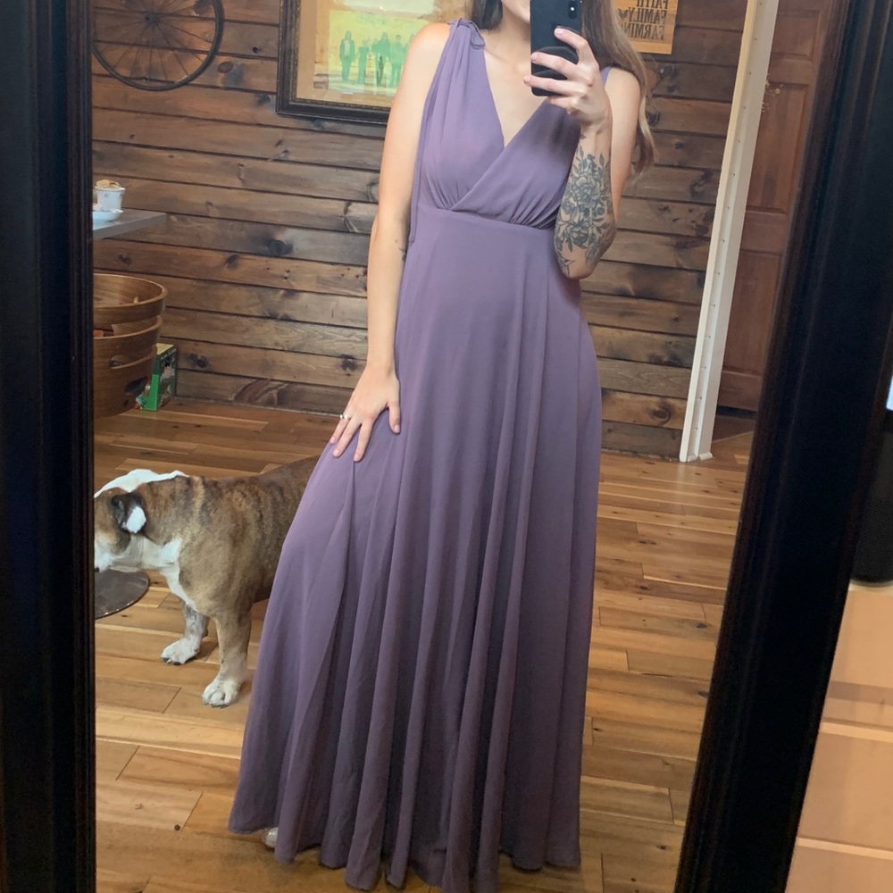 Dusty purple max open back dress